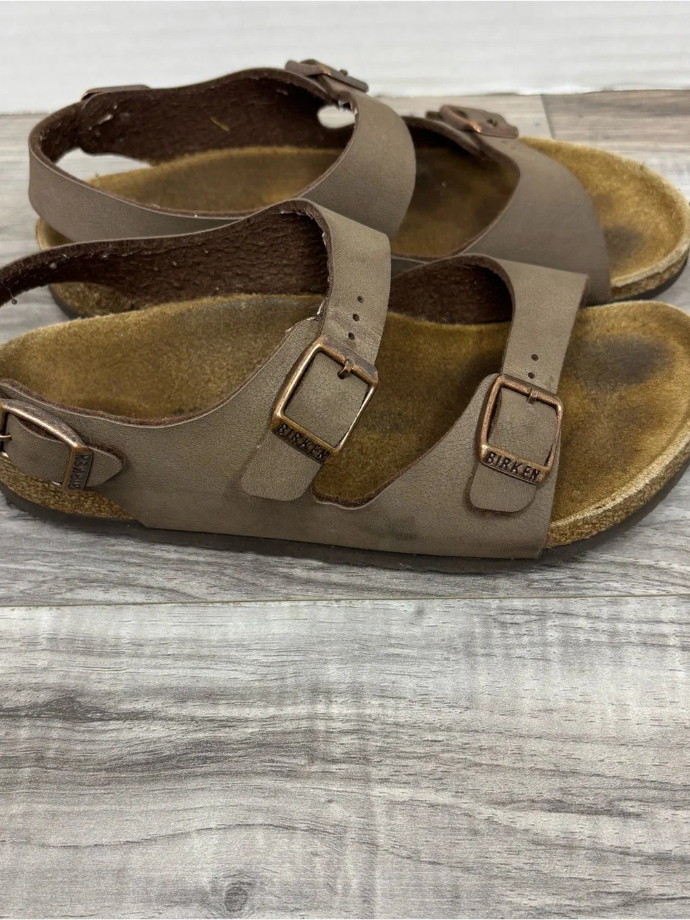 Birkenstock Roma Kids Brown Two-Strap Buckle Sandals